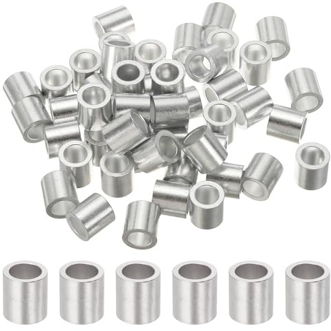 QUARKZMAN 13mm Lange Seilklemmen 8,8mm Innendurch Silber 50 Stück | Runde Crimphülsen Aluminium Hülsen 13mm Außendurch. für 8mm Durch. Drahtseil Kabel Expanderseil Planenseil Gummiseil