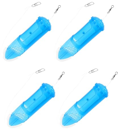ERINGOGO Gabbia per Esche da Pesca Rotante in Plastica 4 Pezzi Supporto Porta Esche per Pesca alla Carpa e Acqua Salata Mangiatoia Compatta per Attrezzatura