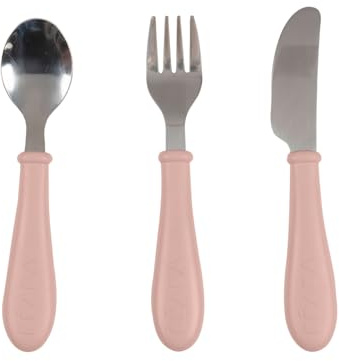 BÉABA, Set 3 Posate Per Bambini Da Apprendimento In Acciaio Inox, Seconda Età, Da 12 Mesi, Presa Facile Per Il Bambino, Zucchero Filato