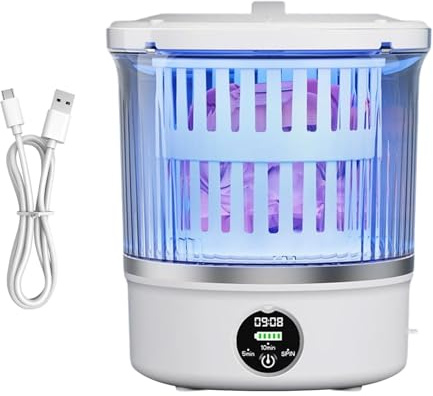 Lave-linge Portable Affichage Numérique Imperméable et Rechargeable | Machine à Laver Portative Compacte pour Vêtements Pour Sous Vêtements Chaussettes Soutien Gorge Serviette en Appartement