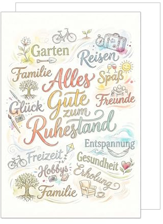 Edition Seidel Premium XXL Maxi Glückwunschkarte zum Ruhestand mit Umschlag Format DIN A4. Ruhestandskarte Karte Grußkarte Spruch Pension Rente Alles Gute Tschüss Kollegen Mann Frau Wünsche (A4-R1011)