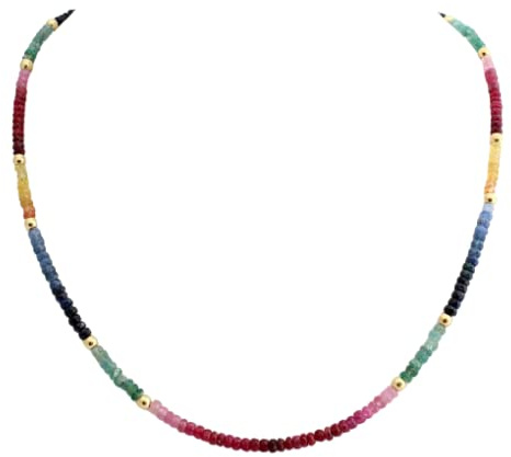 Rubin Saphir Smaragd Kette edelsteinkette Regenbogenkette Bunt-farbe Collier Top