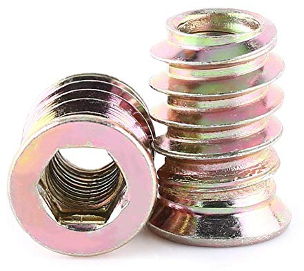 Förzinkat kolstål Hex sockel skruvade inläggsmuttrar med innergängor för trämöbler 20st (M6 × 17mm)