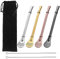 4 piezas Prima Cucharas Bombillas Yerba Mate Paja, Senhai Bebida Emocionante Cuchara Filtro de cabeza Sorbete con 2 cepillos de limpieza - 6.1 , 4 colores