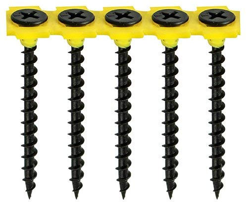 Black Bugle Head Drywall COARSE Thread Screws - Collated 1000 Packs - Drylining Wood Framework Studding (3.5 x 25mm)