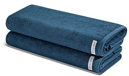 Ross - 2 teiliges Frottier-Set - Selection Bio-Baumwolle (2 X Duschtuch im Set) - 540 g/m2 - Baumwolle - Frottee - saugstark - weich und flauschig - Nachtblau