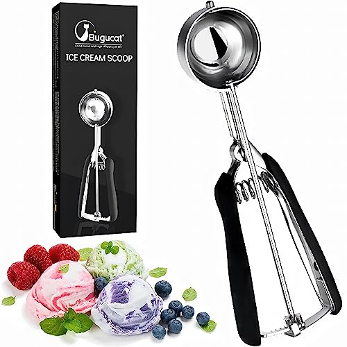 Bugucat Eisportionierer Edelstahl 304, Cookie Scoop 6cm, Ice Cream Scoop Eiscremelöffel mit Auslöser, Eislöffel Keksportionierer Speiseeislöffel für Obst Eiscreme Plätzchen Teig EIS