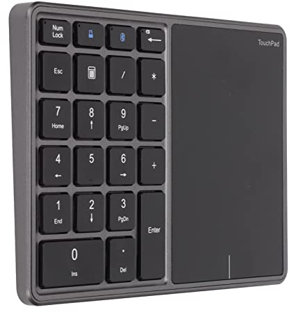 Bluetooth Wireless Number Pads, 2 in 1 22 Keys Wireless Numeric Keypad mit Touchpad, Support BT4.2 und 2.4G, Wiederaufladbarer Wireless Numpad für Win, für IOS, für Android, für OS X(Eisengrau)