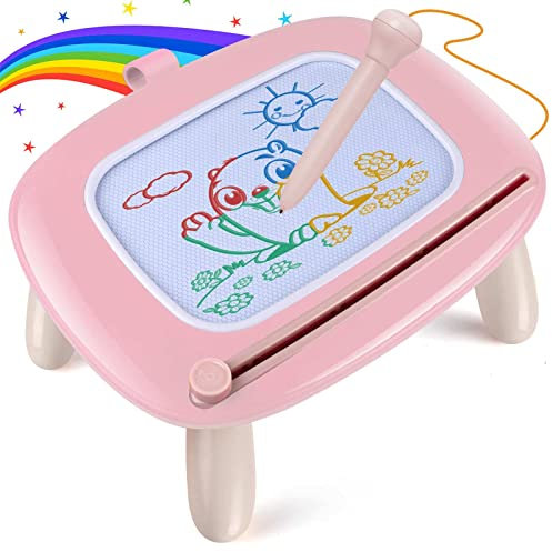 Smasiagon Magnetische Maltafel Zaubertafel für Kinder, Bunte Löschbare Magnettafel Zeichentafel mit Beinen für Kleinkind Spielzeug ab 1 2 3 Jahre Mädchen Geschenk (Hellrosa)