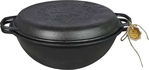 Dutch Oven en Fonte 12 Litres – Cocotte pour BBQ, Camping & Feu – Marmite en Fonte avec Couvercle – Sans PFAS – Noir