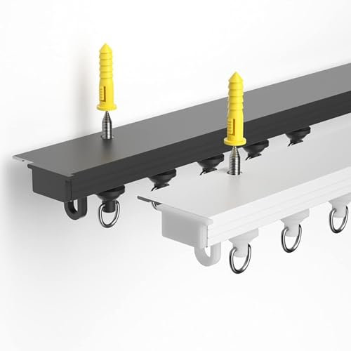 Deckenschiene für Vorhänge, Raumteiler-Vorhangstangensystem, für Räume mit einer Breite von 3,3–19,7 Fuß, Wohnmobil-Vorhangschiene, für Wohnzimmer, Schlafzimmer, Etagenbett, Erkerfenster, Ra