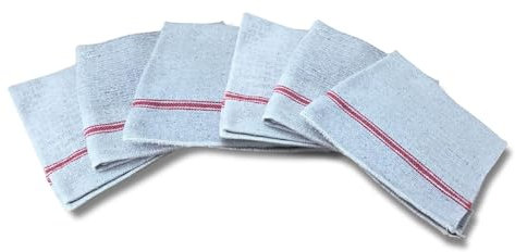 KIBROS Lot de 6 serpillières | Ultra absorbante | Dimension 50 * 60 | Ménage Domestique ou Industriel | pour Laver essuyer éponger | Couleur écrue avec liseré Rouge | Grammage Important SERPECR6