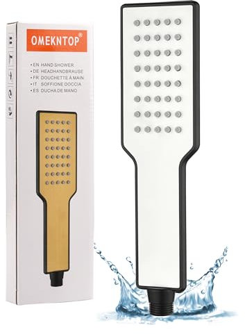 OMEKNTOP Duschkopf Wassersparend Mattes Weiß, Duschkopf Regendusche mit Druckerhöhung, Anti-Stau-Silikondüse, Handbrause für Badezimmer, Wohnmobil, Boot, Wohnwagen und Wohnmobil (Ohne Schlauch)