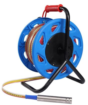 Profondimètre pour puits Profond, Enrouleur de Tuyau Portable, Stockage, câble en Acier Inoxydable Profondimètre pour puits 10 mètres, Bleu (Size : Steel Scale Water Level Gauge 100m)