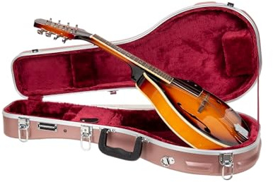 Crossrock ABS Mandolin Case for A-Style | Rose Gold Matte Finish, Rugged Exterior, Locking Hardware, Backpack Carry – Modern ABS Hardshell - Rose Gold(CRA862MARG)