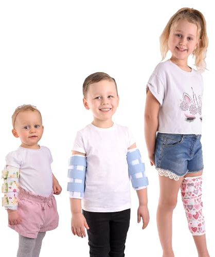 OrthoGaiter® Kids Arm & Leg Gaiters – Medically Approved Immobilising Sleeves for Rehab, Fixed Alignment & Self-Harm Reduction – Soft Breathable Padded Pair -Blue Pattern,Size Medium