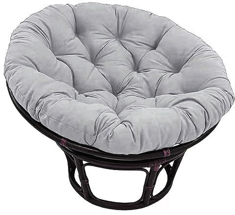 Generisch Papasansessel Kissen, Polster Bodenkissen für Schwenksessel, Rund Papasan Sessel, Polyrattan Sessel Durchmesser 100 cm und Kissenstärke 10-12cm,100 * 100cm Grau