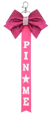 Borhmty Pin Me Cheer Bows-Band, Schlüsselanhänger für Cheerleader, Cheerleader, Geschenk für Kleinkinder, Mädchen, Pin Schlüsselanhänger mit Schleife