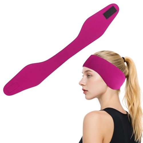 Swimming Ear Band to Hold Earplugs, Adjustable Swim Headband Waterproof, Swimming Earplugs Protection Cover Keep Water Out (Pink, L)