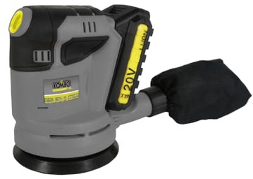 KOMBO PRO - Levigatrice Roto-Orbitale BRUSHLESS 20V, Ø125 mm, 11.000 giri/min, Motore in Rame, Sacchetto Polvere, Soft Grip, 10 Fogli Abrasivi, Batteria 2.0Ah e Caricatore Inclusi