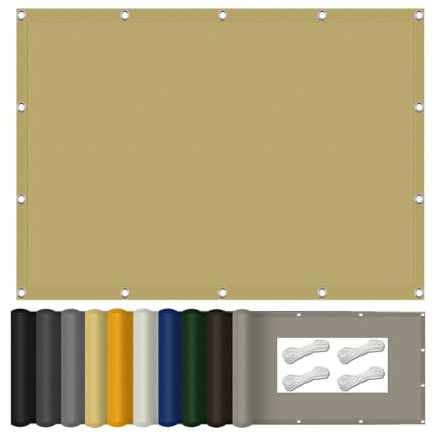 Tenda da Sole 120 x 250 cm Idrorepellente e Antivento Impermeabile Tenda a Vela Vari Colori e Misure per Esterno, Giardino e Terrazza, Piscina, Color Crema