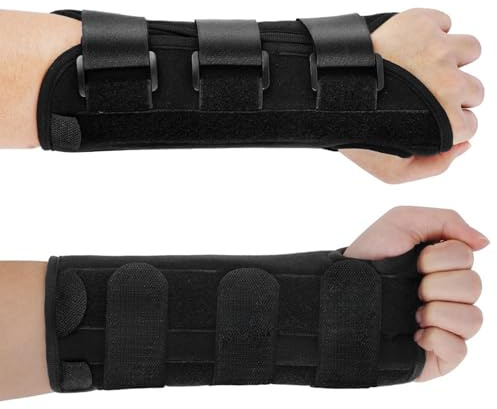 flintronic Karpaltunnelbandage, ventilerande handledsskena med 3 metallskenor, nattsömn handledsbandage för tendinit, artrit, stukåterhämtning (L, vänster hand)