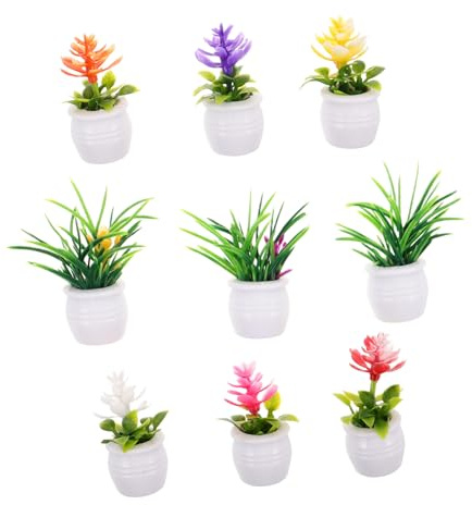 HEMOTON 9 Pièces Décoration de la Maison de poupée Plantes d'intérieur Fausse Plante Accessoires de Maison de poupée