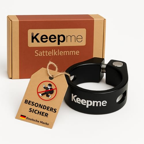Keepme Sattelklemme mit Diebstahlschutz - 34,9MM - Fahrrad Rohrklemme - Leicht und robust aus Aluminium - Sattelkloben