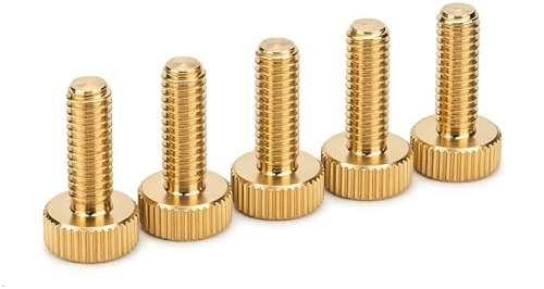 PrecisionGeek® M6 Rändelschrauben aus Messing – M6 × 15 mm – Flachkopf – Daumenschrauben für Metall, Holz & Acryl – Set mit 5 Stück