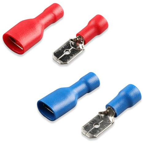 WUMZIRA 80 Pezzi Elettrici Maschio e Femmina, Capicorda Elettrici a Crimpare Isolati, Kit Connettori Elettrici Professionali MDD FDFD per Cablaggio Cavi, 4 Modelli Assortiti (20 Pezzi per Tipo)