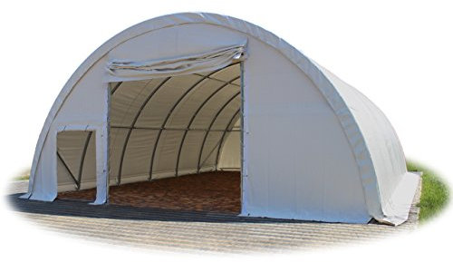 TOOLPORT Rundbogenhalle Zelthalle 9,15x10x4,5m Weidezelt Offenstall Reithalle Weidehütte Reitzelt Maschinen Tier Unterstand Lagerzelt Garage 2300N PVC weiß