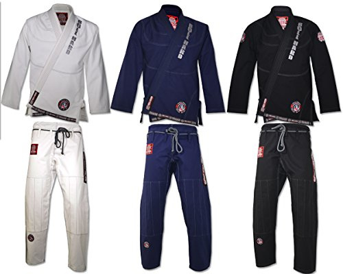 ROLL HARD Brand RIPSTOP LIGHT Brazilian Jiu Jitsu Kimonos - White, Blue & Black (Navy Blue, A3)