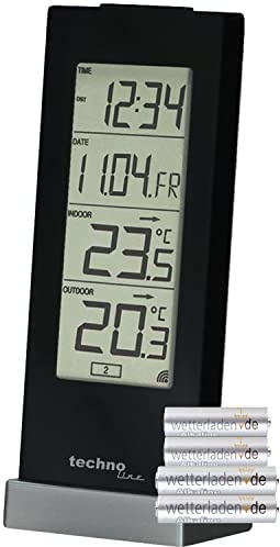 Technoline WS 9767 Station météo numérique avec piles et horloge radio-pilotée, noire