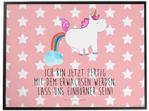 Mr. & Mrs. Panda Schreibunterlage Einhorn Pupsen - Geschenk, Lustig, schreibtischunterlagen, Pups, schreibtischunterlage, Unicorn, schreibauflage, Schreibtisch Unterlagen, arbeitsmatte, Freundin, Spaß