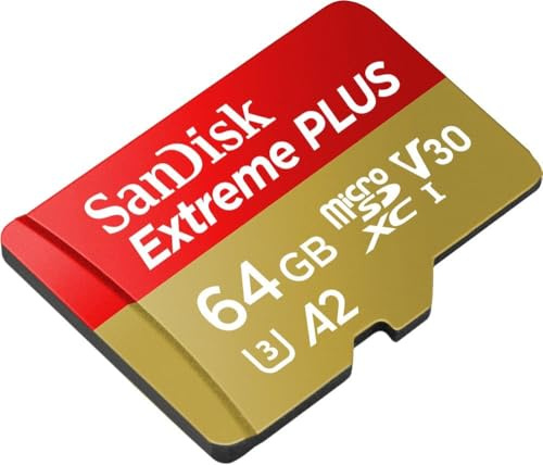 SanDisk Extreme PLUS 64 GB microSDXC Memory Card + SD Adapter with A2 App Performance up to 170 MB/s, Class 10, U3, V30
