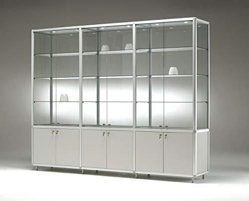 Ausstellungsvitrine & Sammlervitrine 231 x 42,5 x 184,5 cm – große abschließbare Glasvitrine & Unterschrank - Standvitrine mit LED - Ideal für Messen, Ausstellungen, Geschäfte & Sammler