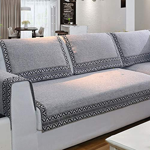 Z-one Sofa Abdeckung Retro Dekoration Sofa Überwurf Baumwolle Anti-rutsch Schmutzabweisend Kissen beschützer Für L förmige- Couch Schnitt-grau 70x150cm(28x59inch)