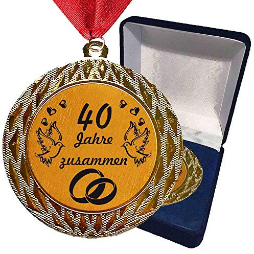 Larius Group Medaille Orden 40 Jahre zusammen Hochzeitzeit Hochzeitzeitsgeschenk Geschenk Auszeichnung Ehrenorden Wunschtext (mit Schachtel)