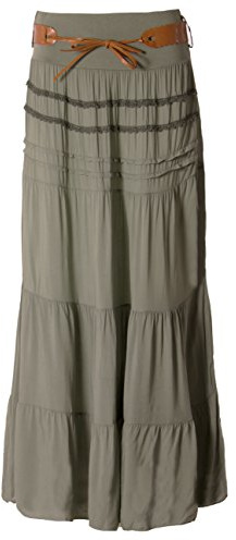 Eitex Zauberhafter Retro Maxirock Damen Sommer Rock Größe 34/36 bis Größe 50/52 verfügbar Langer Maxirock Strandrock Sommerock lang Gürtel Amber Boho Retro Maxirock