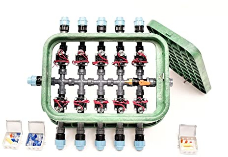 10er-Ventilbox Hunter PGV mit Durchflussregulierung und Druckluftanschluss, 25 mm (3/4) Plug&Rain Expert