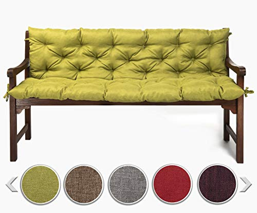 sunnypillow Bankauflage für Gartenbank Outdoor - Sitzkissen und Rückenkissen für Bank 180 x 50 x 50 cm - Polsterauflage für Hollywoodschaukel, Gartenschaukelkissen - Gartenkissen, Bankkissen Grün