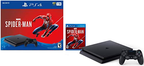 Sony Playstation 4 Slim 1TB SSD Console - Marvel's Spider-Man PS4 Bundle with DualShock-4 Wireless Controller (Renewed)