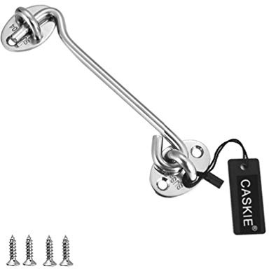 Sturmhaken, Kabinenhaken 304 Edelstahl Helter Locking Türschloss für Türen Garagentor Fenster Silber (150mm /6)