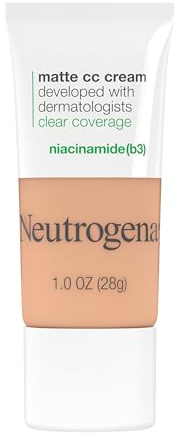 Neutrogena Clear Coverage Flawless Matte CC Cream, Full-Coverage Color Correcting Cream Face Makeup with Niacinamide (b3), Hypoallergenic, Oil Free & Fragrance Free, Sand, 1 oz