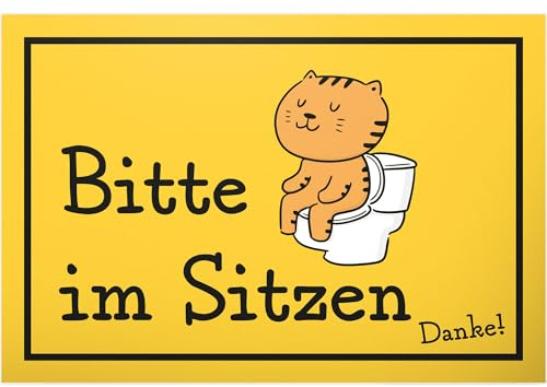 DankeDir Bitte im Sitzen - Schild 30x20 cm - WC-Türschild zum Aufhängen - lustig Kloschild - Herrenwitzig - Gästetoilette Deko