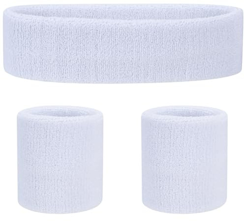 FACATH Randigt svettband set sport pannband armbandsset frotté sportövning basket pannband
