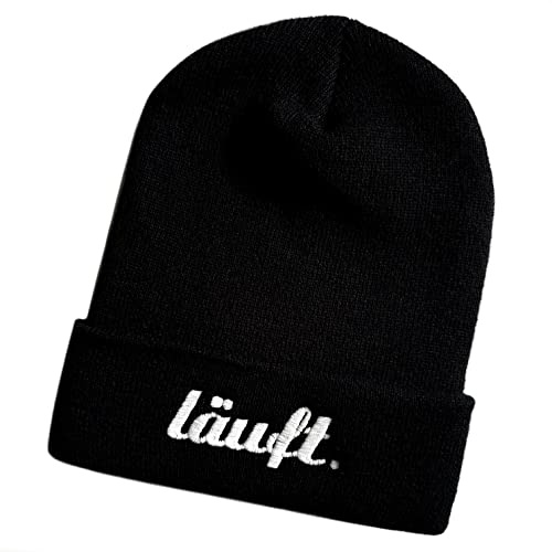 Schnoschi Mütze/Strickmütze mit läuft Spruch Bestickt für Damen, Herren, Jugendliche und Kinder, Beanie Wollmütze Hip Hop Wintermütze Rollmütze Streetwear Unisex OneSize
