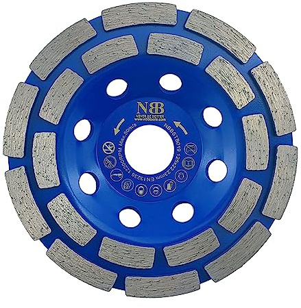 NBB Muela de copa diamante Disco molienda diamantado cuchillas de doble fila amolado uso general para piedra y hormigón Rectificado seco o húmedo en granito mármol cerámica azulejos cemento (1,125mm)