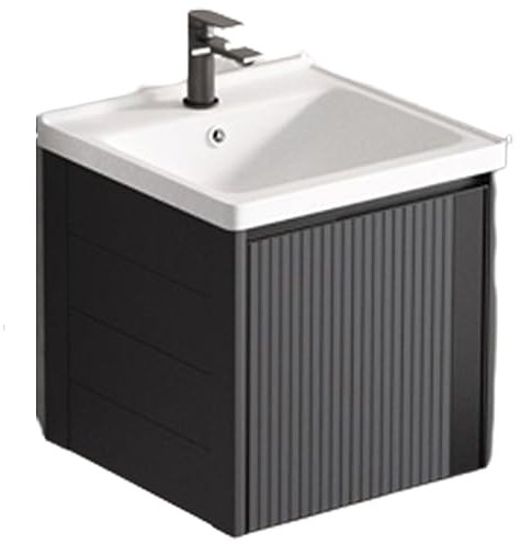 CASEGO Hanging Household Bathroom Cabinet Ceramic Integrated Basin Double Door Locker Multifunctional Washbasin Cabinet Combination (dark gray 40CM)