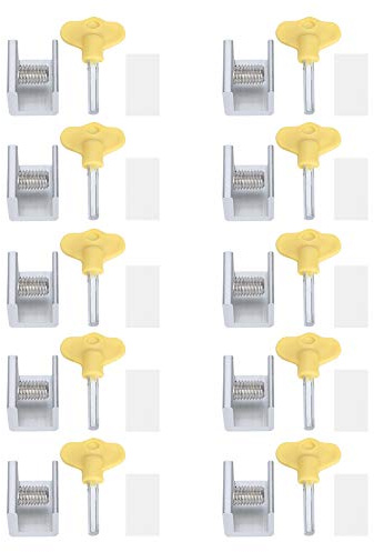 Cerradura de Ventana Cerradura de Puerta Corredera y Llave Paquete de 4 16 × 14 × 5 10 Juego Cerradura de Seguridad de Ventana Corredera Aleación de Aluminio Tope de Bloqueo de